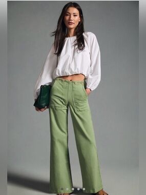 PILCRO HIGH RISE WIDE LEG UTILITY TROUSER PANTS